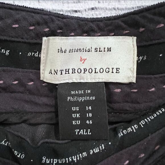 Anthropologie The Essential Velvet Slim Trouser Pants Size 14 Tall Black Velour - Picture 6 of 10